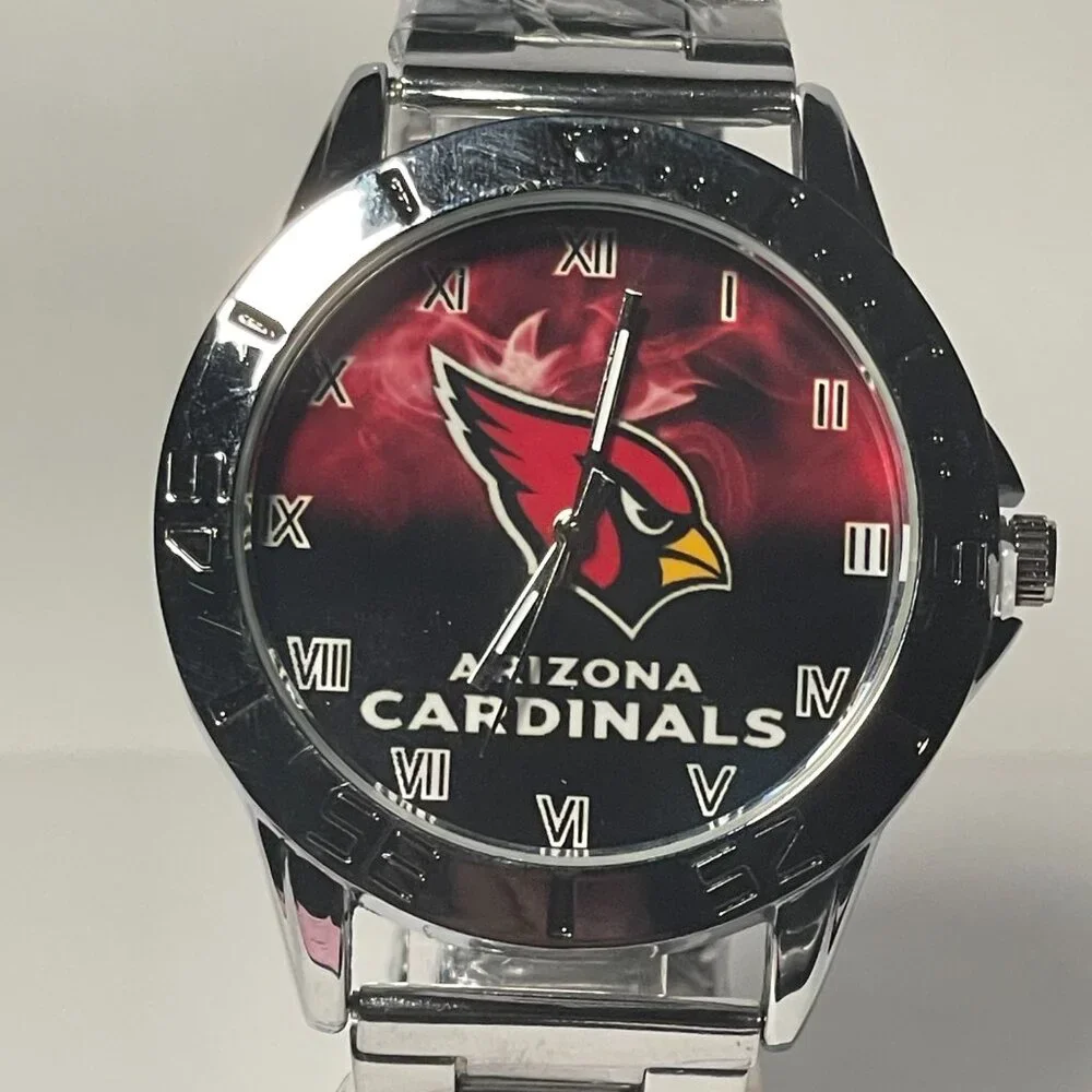 Arizona Cardinals NFL Team Logo Men's Stainless-Steel Silver Watch NEW